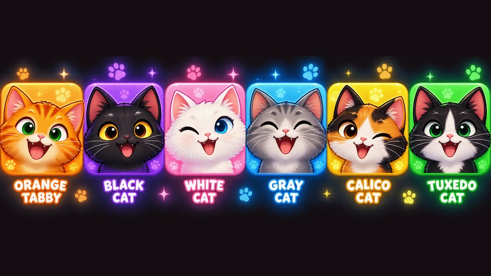 Cat Match: cartoon cats on a living-room match-3 board